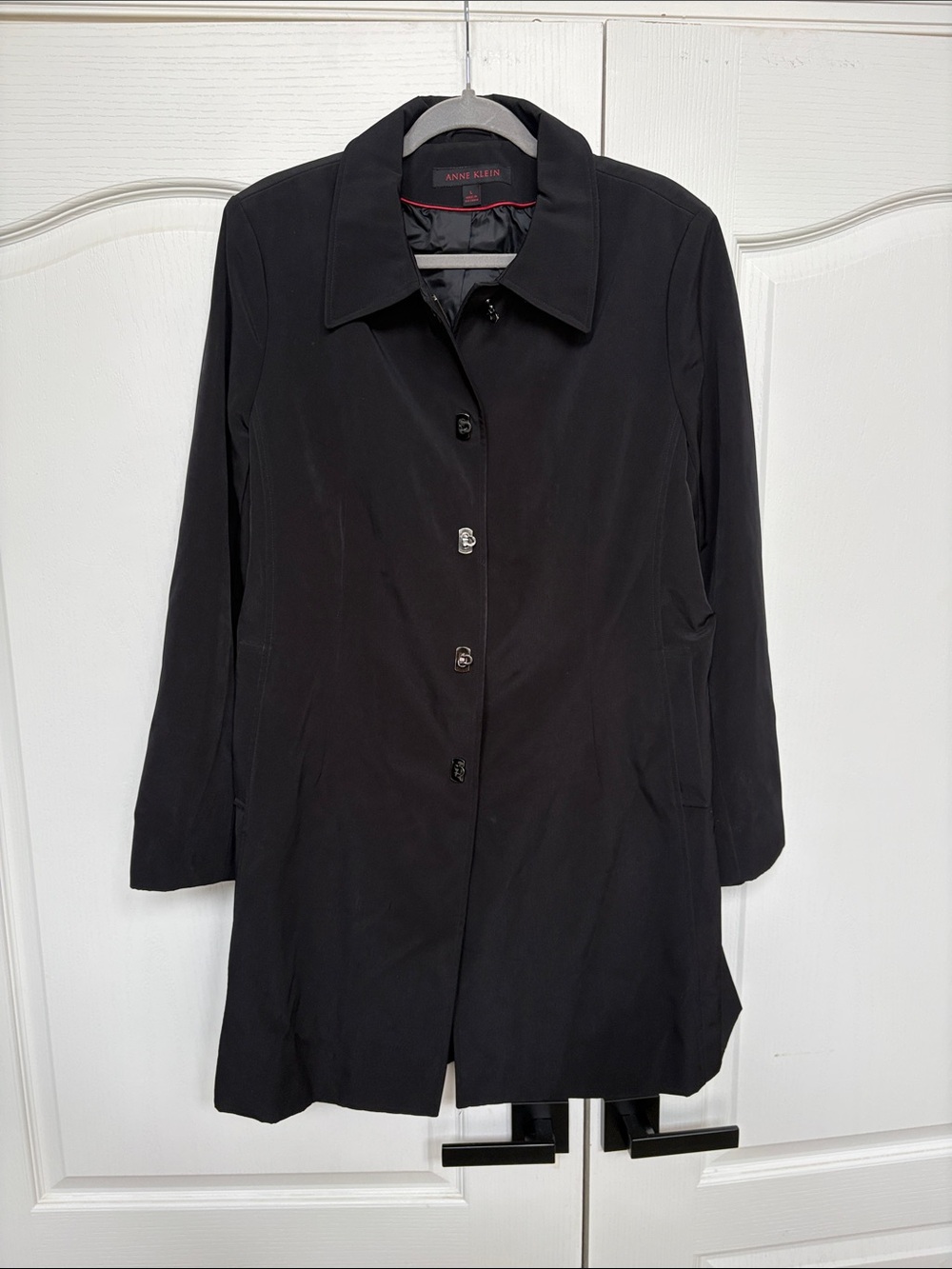 Anne Klein Black Women's Single-Breasted Trench Coat